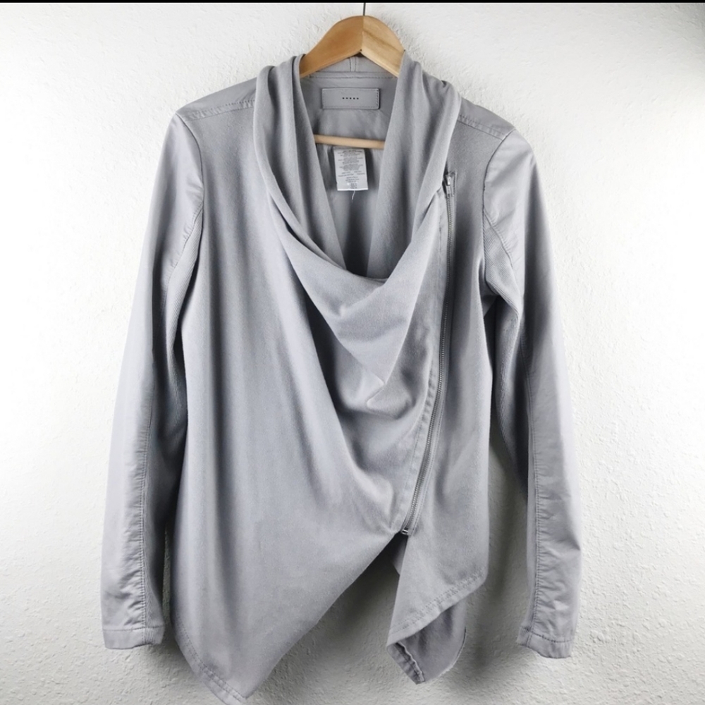 BLANKNYC Drape front Faux Leather Jacket